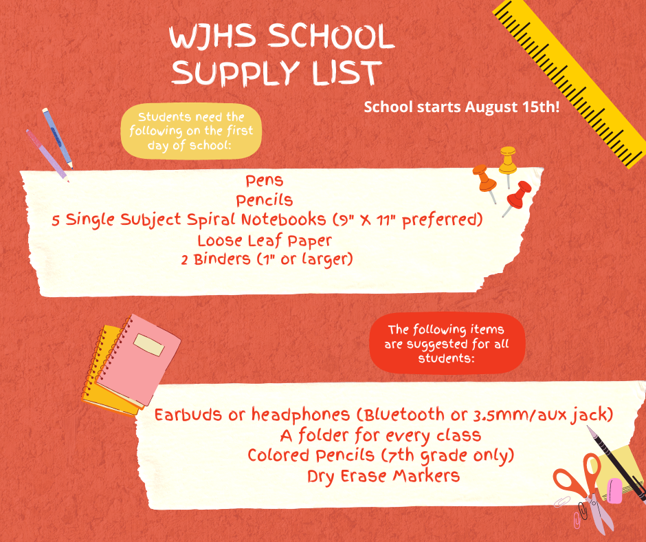 WJHS School Supply List 2022-23